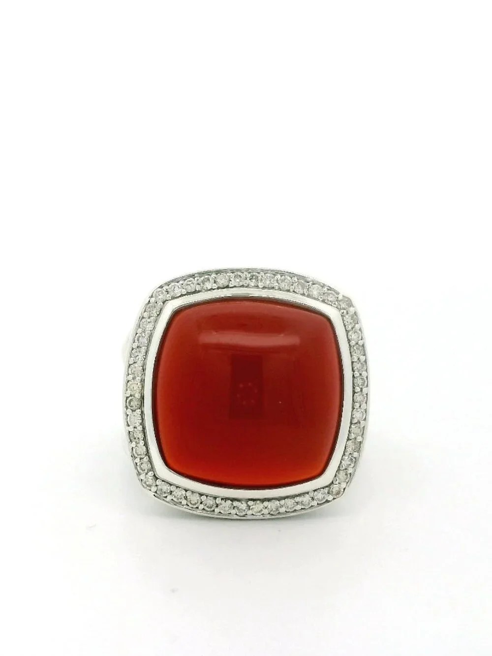 David Yurman Sterling Albion Carnelian Diamond Ring - Size 7